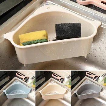 

1pc PP+ Suction Cup Triangle Drain Rack Storage Holder Multifunctional Drain Shelf Storage Sucker Kitchen Rack Hollow design