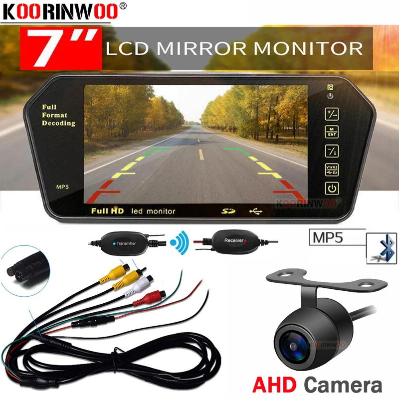 Беспроводная камера заднего вида Koorinwoo с ЖК дисплеем 7 ''TFT Bluetooth MP5 FM CCD|Мониторы