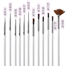 Набор инструментов для маникюра, 12 ручек, полный набор, стразы, цветной рисунок, живопись, цветы, проволока, кисть для ногтей, фототерапия