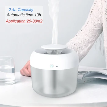 

2.4L Large Capacity USB Ultrasonic Air Humidifiers 7colors LED Light Aroma Diffuser Home Office Car Mist Fragrance Diffusers