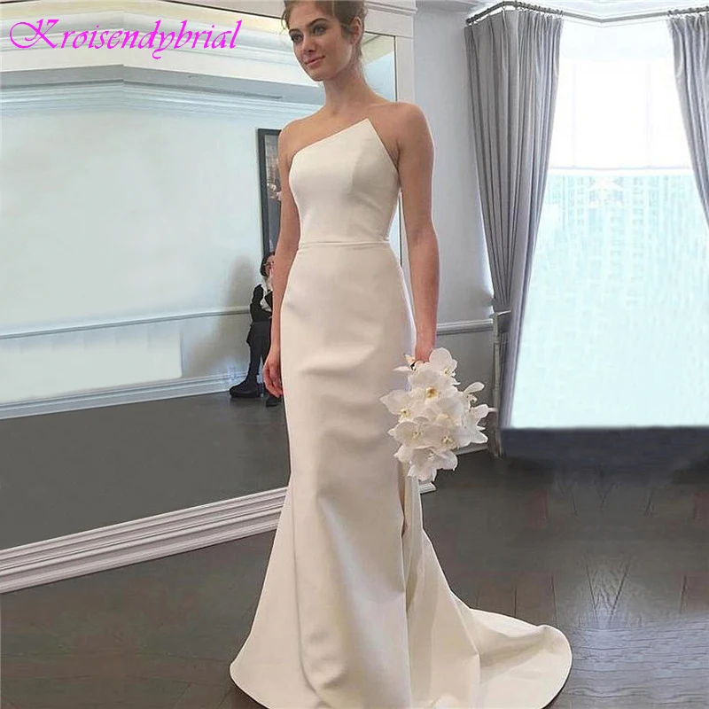 KRW001 простое атласное свадебное платье с русалочкой 2019 Vestidos De Noiva robe de marieue