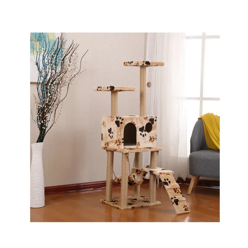 

Wholesale Berber Fleece Cat Nest Cat Climbing Frame Cat Nest Cat Tree Scratching Pole Cat Scratch Trees Multilayer Wood Cat Supp