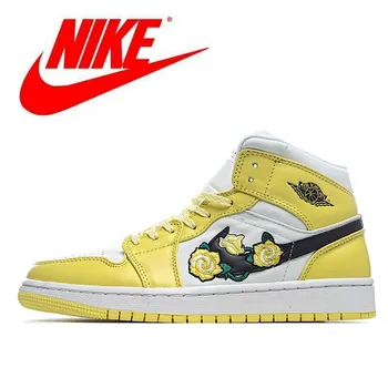 

Original NIke Air Jordan 1 Mid "rose Patch" mid-help men and women basketball comfortable shoes Size 36-45 AV5174 700