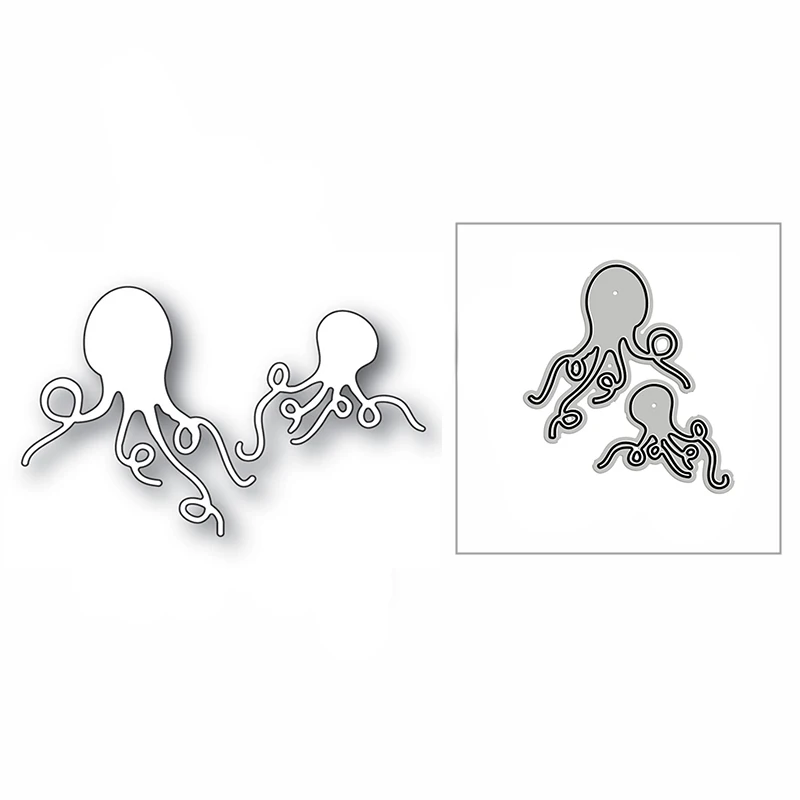 New Duo Curious Octopus Animal 2020 Metal Cutting Dies for DIY Scrapbooking Decorative and Card Making Embossing Craft No Stamps | Дом и сад