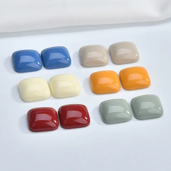 

Retro half pill resin square solid color patch ear nail ring wine red turmeric Japanese diy hand as material accessories