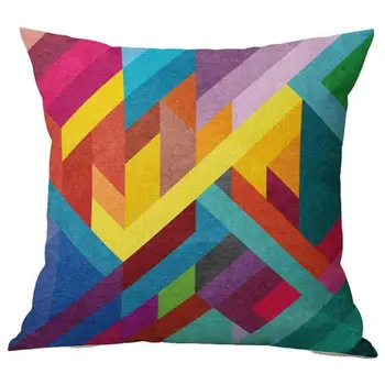 

18 x 18 Cushion Cover Geometric Design Home Decor Design Throw Pillow Cover Pillow Case 18 x 18 Inch Cotton Linen for Sofa (Gift