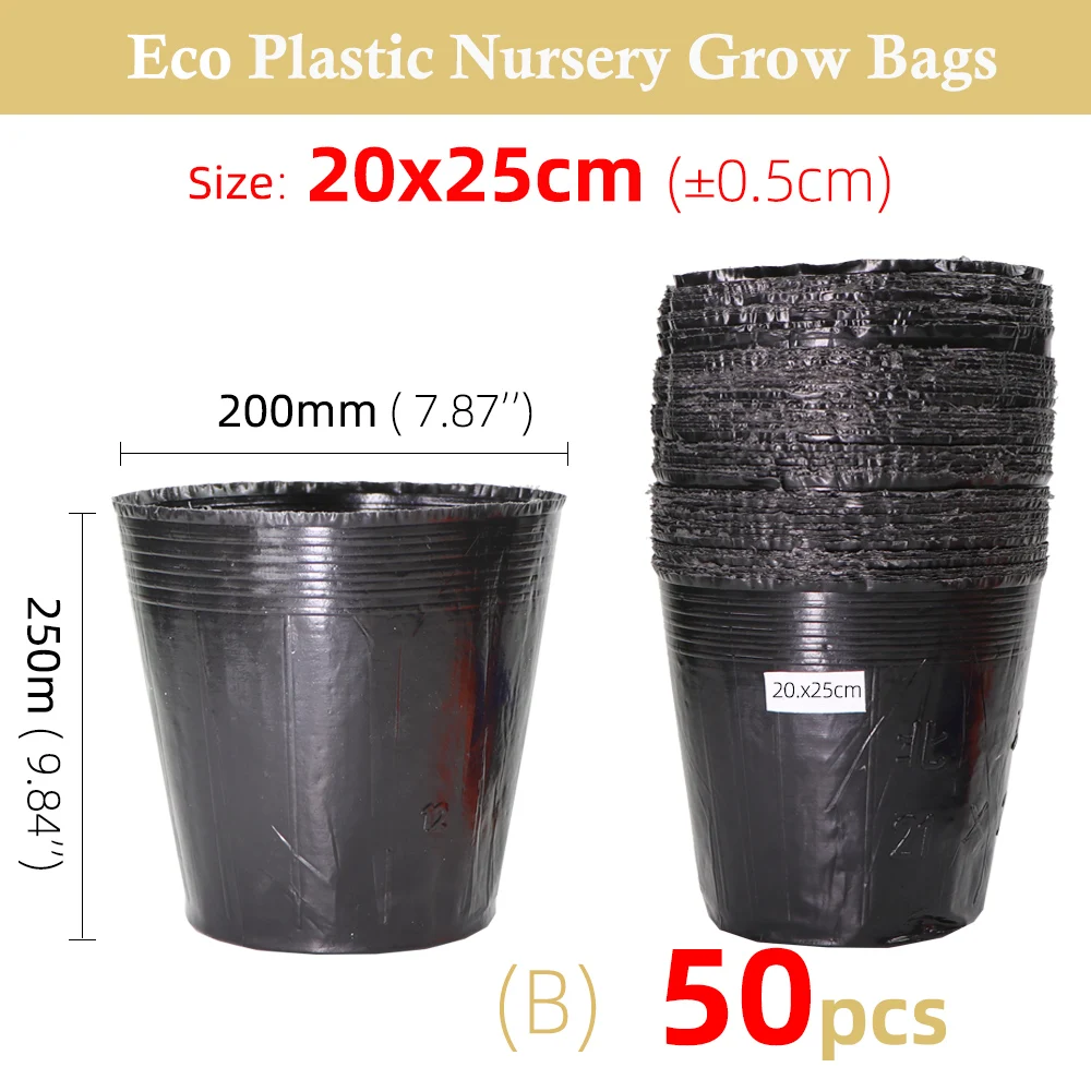 grey plant pots 50-100PC 15 Sizes Disposables Plastic Seedling Planting Pot Nursery Transplant Breathable Cup Black Nutrition Grow Bag Gardens outdoor planter boxes