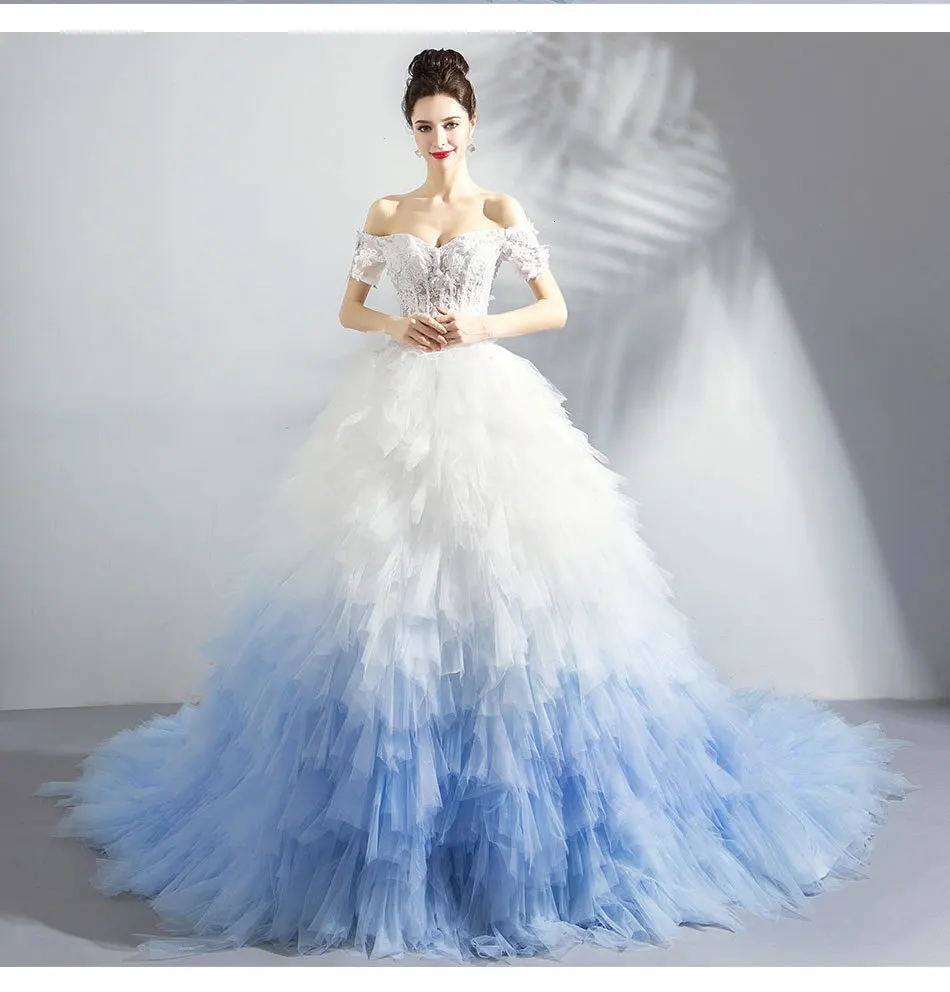 Vivian's Bridal, роскошное сказочное бальное платье с перьями, свадебное платье, элегантное, карамельного цвета, Многоуровневое, с рюшами, с часовней, со шлейфом, свадебное платье