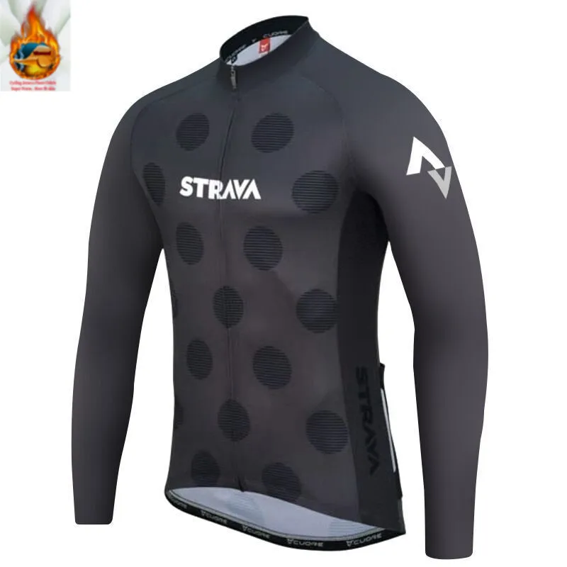 3 STRAVA зима термо флис Велоспорт Джерси Ropa Ciclismo Mtb с длинным рукавом Одежда для велосипеда Maillot Biciclet - Цвет: 3