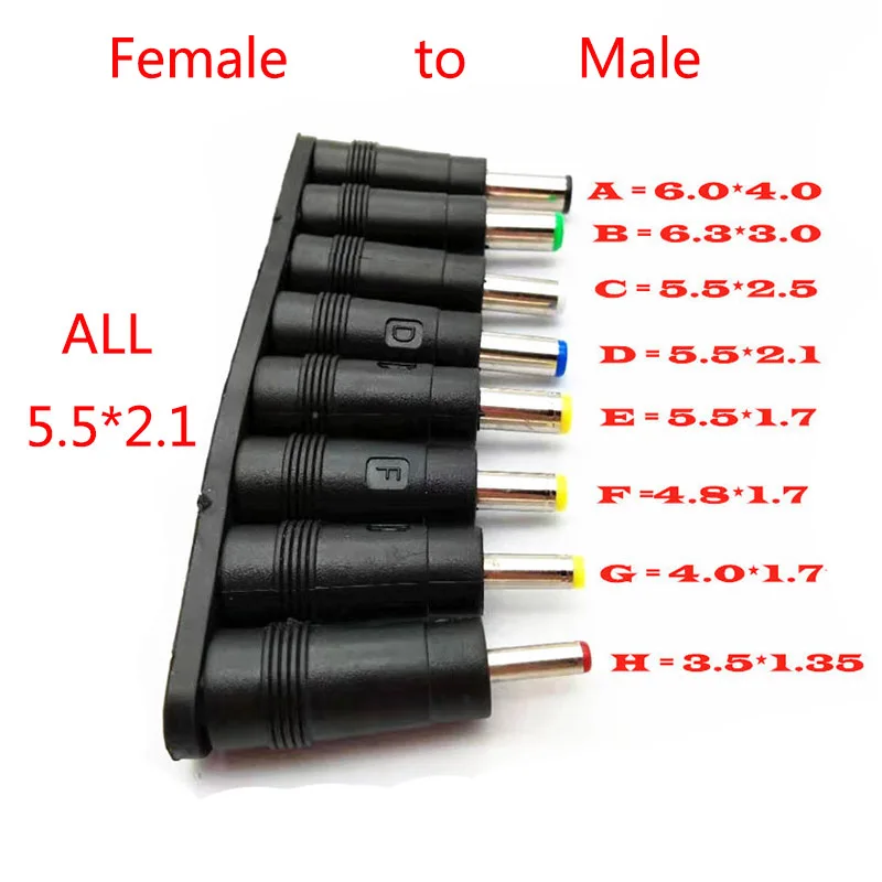 

8bit Plug 5.5*2.1mm Female Jack to Male Plugs Laptop DC Power Supply Adapter AC DC Jack Charger Connectors Power Adapter plug