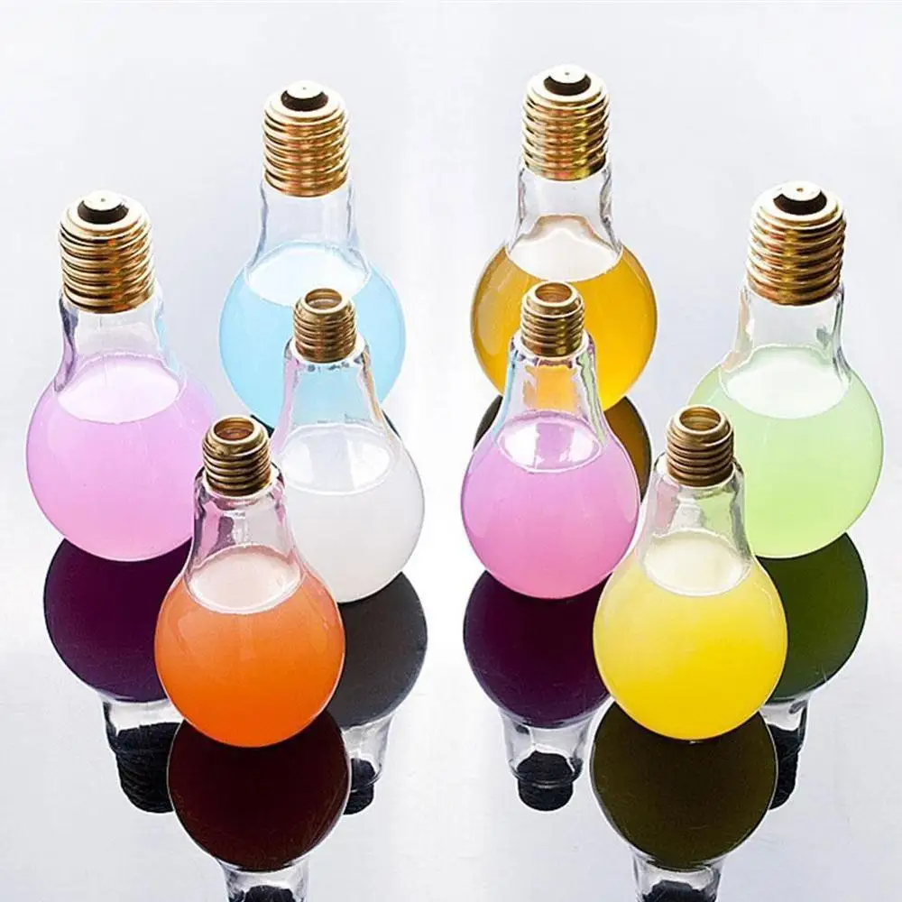 

Summer Bulb Water Bottle Brief Cute Milk Juice Light Bulbs Cup Leak-proof Plastic Bottle Party Cups High Quality Bottles