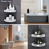 Bathroom Shower Caddy Corner Shelf Aluminum with 4 Hooks Bathroom Toilet Kitchen Storage Organizer Adhesive No Drilling Shelves ► Photo 3/6