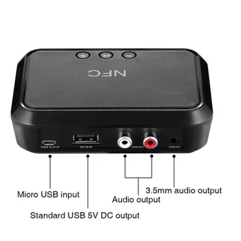 

NFC Portable Stereo Bluetooth Audio Receiver Bluetooth Adapter NFC-Enabled 3.5mm/ RCA output Music Sound For Car Speaker Phone