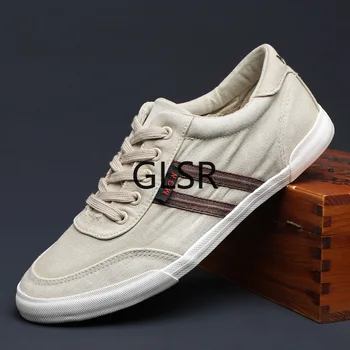 

Retro Fashion Canvas Breathable Skateboard Shoes Spring Autumn Lace Up Leather Casual Shoes For Men Flats Loafers Male Sneakers