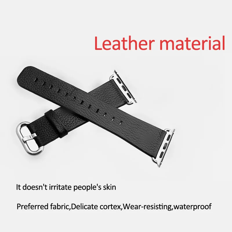 Ремешок из натуральной кожи для iWatch Band 4 5 с классической пряжкой черного цвета 38 мм 42 мм Сменные Ремешки для наручных часов для iwatch Series 5 4 3 2 1