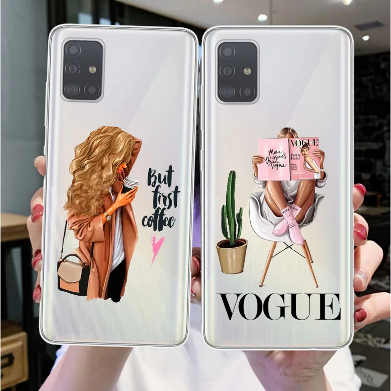 Модные мягкий чехол для телефона Samsung A51 A71 A10 A30 A50 A70 A80 A7 A9 женский boss кофе девочек