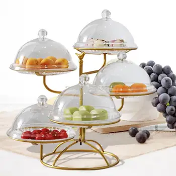 

Fruit Stand Multi-layers No Cover Snack Rack Cake Tray for Living Room Kitchen Round Base Hollow Dish Bracket Metal Fruit Shelf