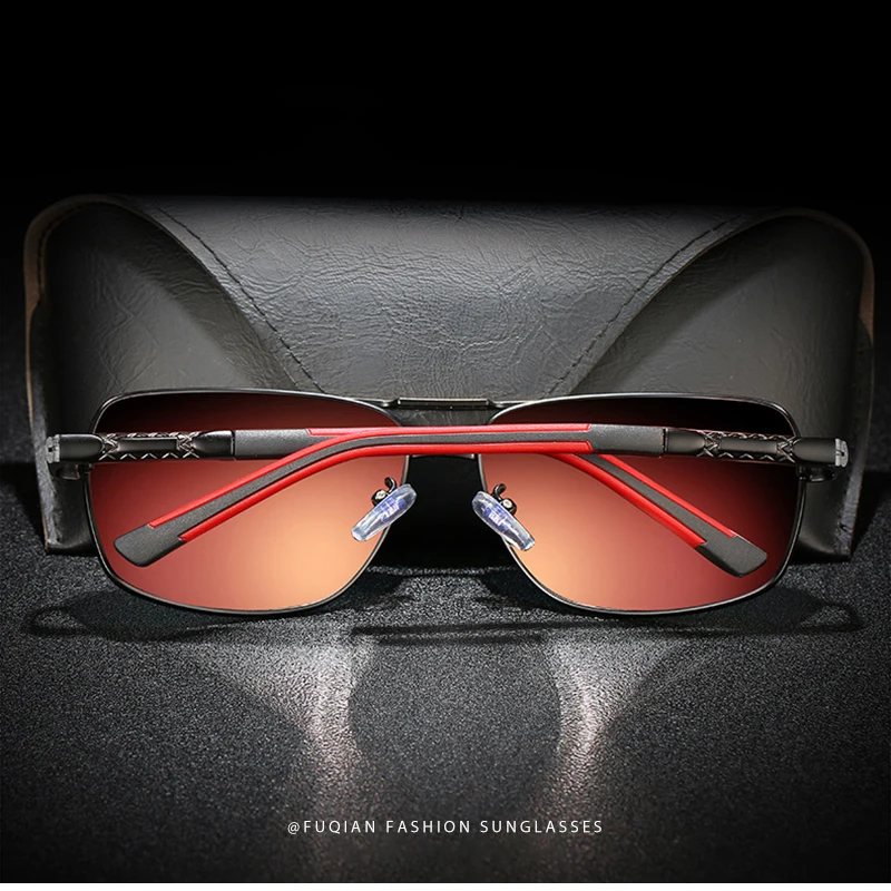 FUQIAN, роскошные квадратные поляризованные мужские солнцезащитные очки, высокое качество, анти-глазирование, солнцезащитные очки, зеркальное покрытие, UV400
