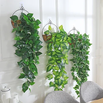 

97cm Artificial Hanging Plants 1pcs Greenery Leaf Silk Fake Plant Decor Jungle Party Hojas Artificiales Para Decoracion