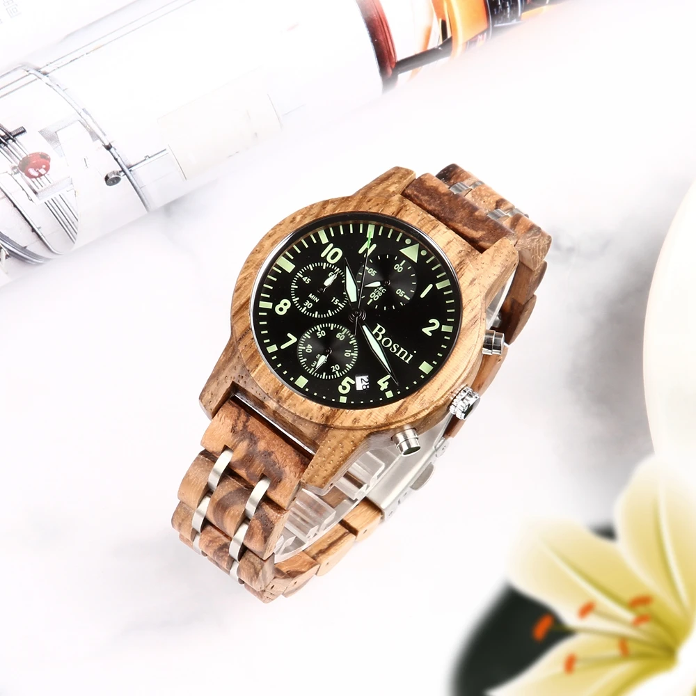 

Women Watches Luxury Chronograph Date Quartz Watch Luxury Versatile Girls Ladies Wooden Timepieces Accept Logo Drop Shipping