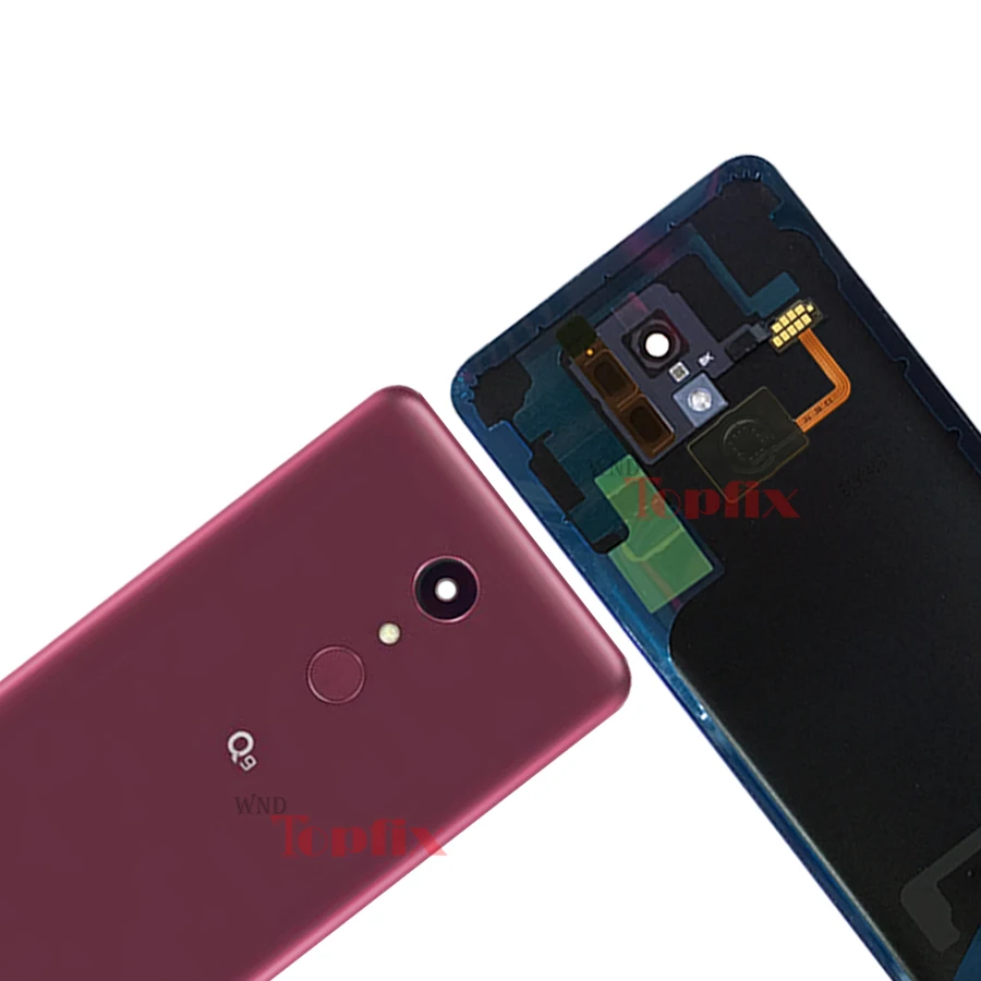 Для LG Q9 задняя крышка для Lg Q9 Крышка батарейного отсека Корпус с объективом камеры Стекло Touch ID для Lg Q9 задняя крышка батарейного отсека