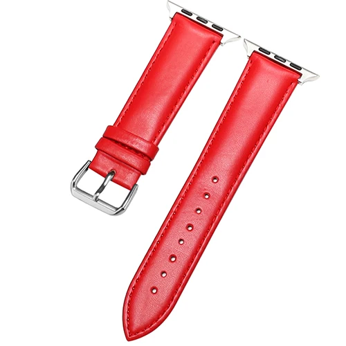 Кожаный ремешок для часов Apple Watch Series 3 2 1 38 мм 42 мм кожаный браслет для Iwatch 4 5 полос 44 мм 40 мм аксессуары для часов - Цвет ремешка: red