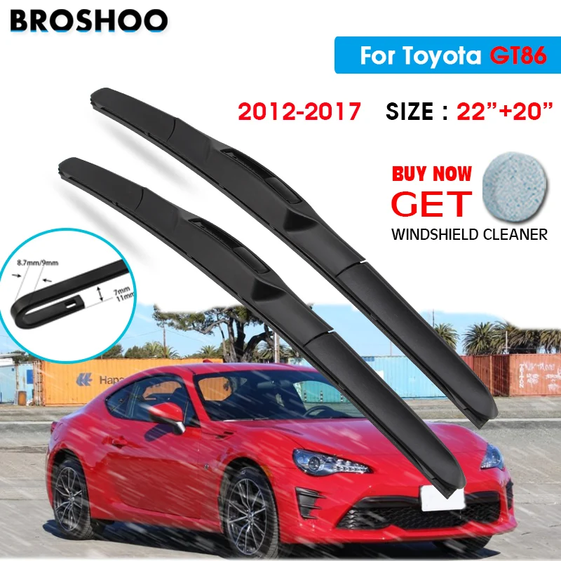 

Car Wiper Blade For Toyota GT86 22"+20" 2012-2017 Auto Windscreen Windshield Wipers Blades Window Wash Fit U Hook Arms