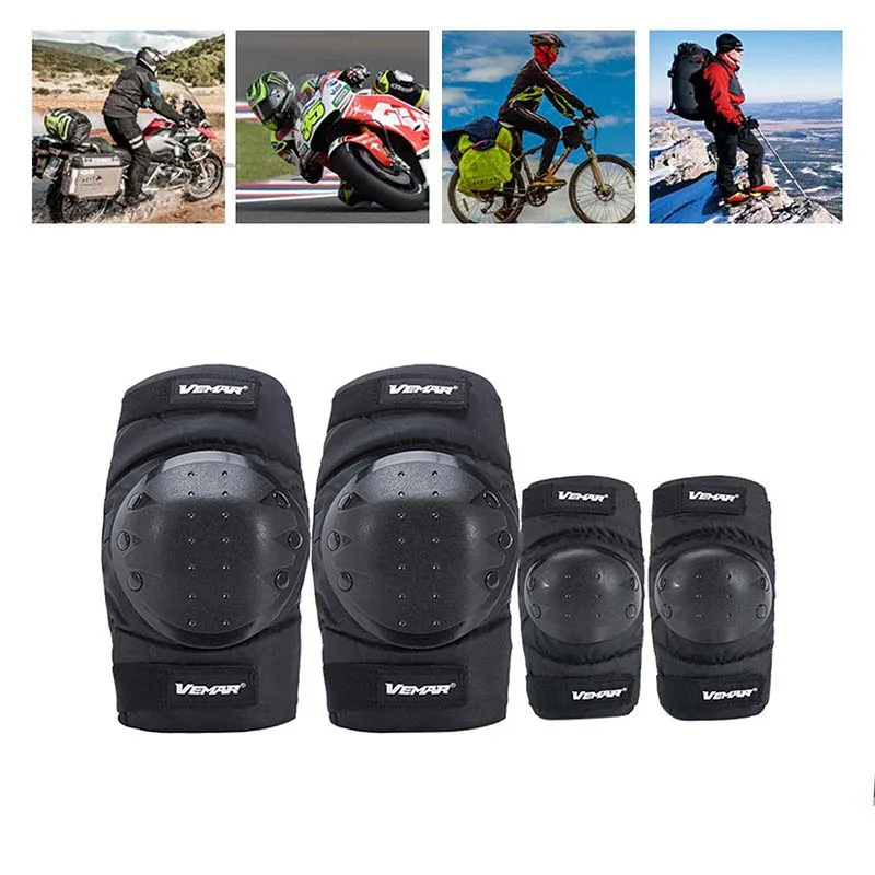 4pcs/set Elbow Knee Sleeve Pad Short Shockproof Adjustable Arm Leg Protective Guard Protector Outdoor Motorcycle Cycling LQ4857