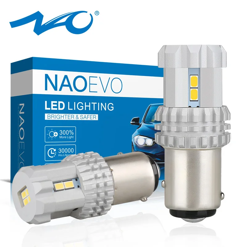 NAO 2x P21/5 W светодиодный красный Bay15d 1157 Белый 12V 3020 чипы 6000K P21 5W Автомобильные дневные ходовые огни 1200LM S25 Автомобильная задняя Парковка лампа