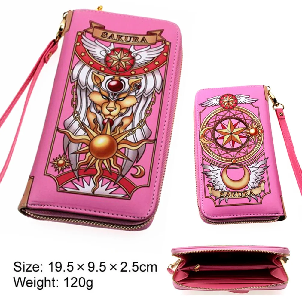 Аниме Cardcaptor Sakura, кошелек на молнии из искусственной кожи, кошелек для карт, кожаный кошелек, держатели для карт, слоистые, для мальчиков и девочек, длинная монета, сумочка с мультяшным принтом