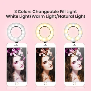 Image 2 - LED Video fotoğraf Selfie halka ışık ile uzun kol tembel cep telefon tutucu braketi LED ışık için Youtube canlı makyaj Selfie