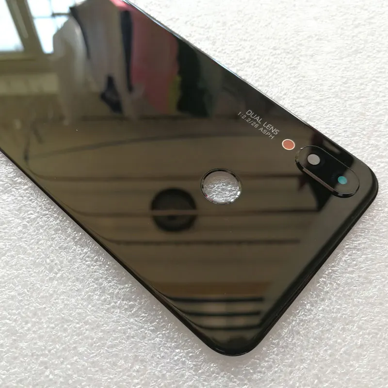 Оригинальная 3D стеклянная задняя крышка для huawei nova 3I nova 3i запасные части задняя крышка батарейного отсека Корпус+ крышка вспышки+ объектив камеры - Цвет: Black