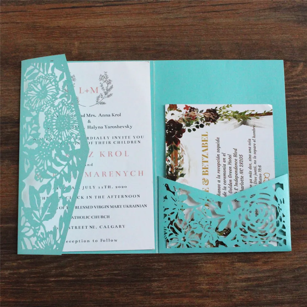 Invitaciones de boda rústicas, Quinceañera de boda, hoja verde oscura,  flor, corte láser, impresión personalizada, multicolor, suministro de  deshierbe - AliExpress, image size:1000x1000