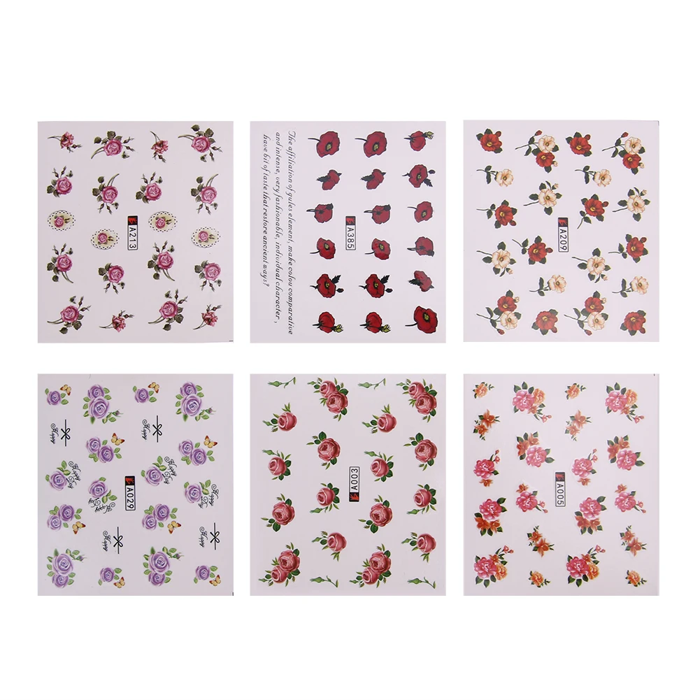 50 Sheets Mixed Flower DIY Design Nail Sticker Water Transfer Wraps Nail Art Stickers Manicure Tips Decal Beauty Decorations