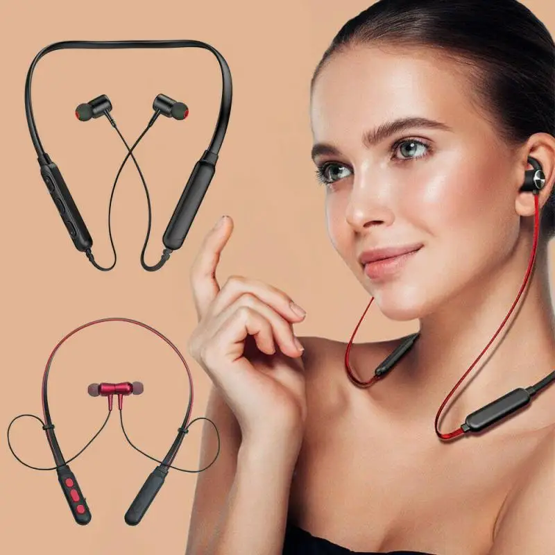 Bluetooth беспроводные наушники, Спортивная гарнитура, стерео басы, наушники для спортзала с шейным ремешком, магнитные наушники с микрофоном