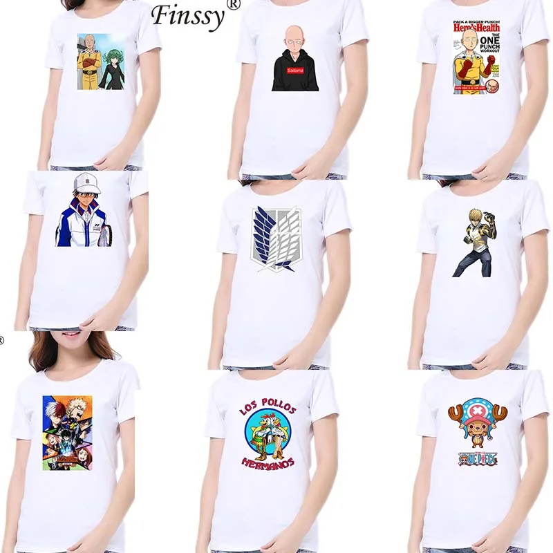 

27 Styles Girl's Woman Femme tee anime One punch man Saitama sensei Choppert shirt short sleeve cotton t shirt S-2XL Size