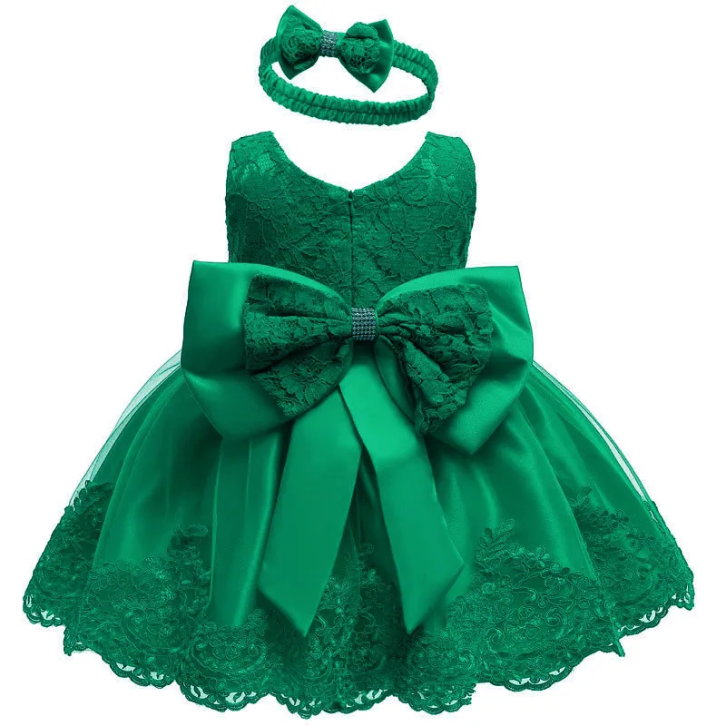 TOPATY, новое платье на день рождения для маленьких девочек, одежда Платья на 100 день с повязкой на голову, детское балетное кружевное платье с бантом для новорожденных - Цвет: Dress and HeadBand12