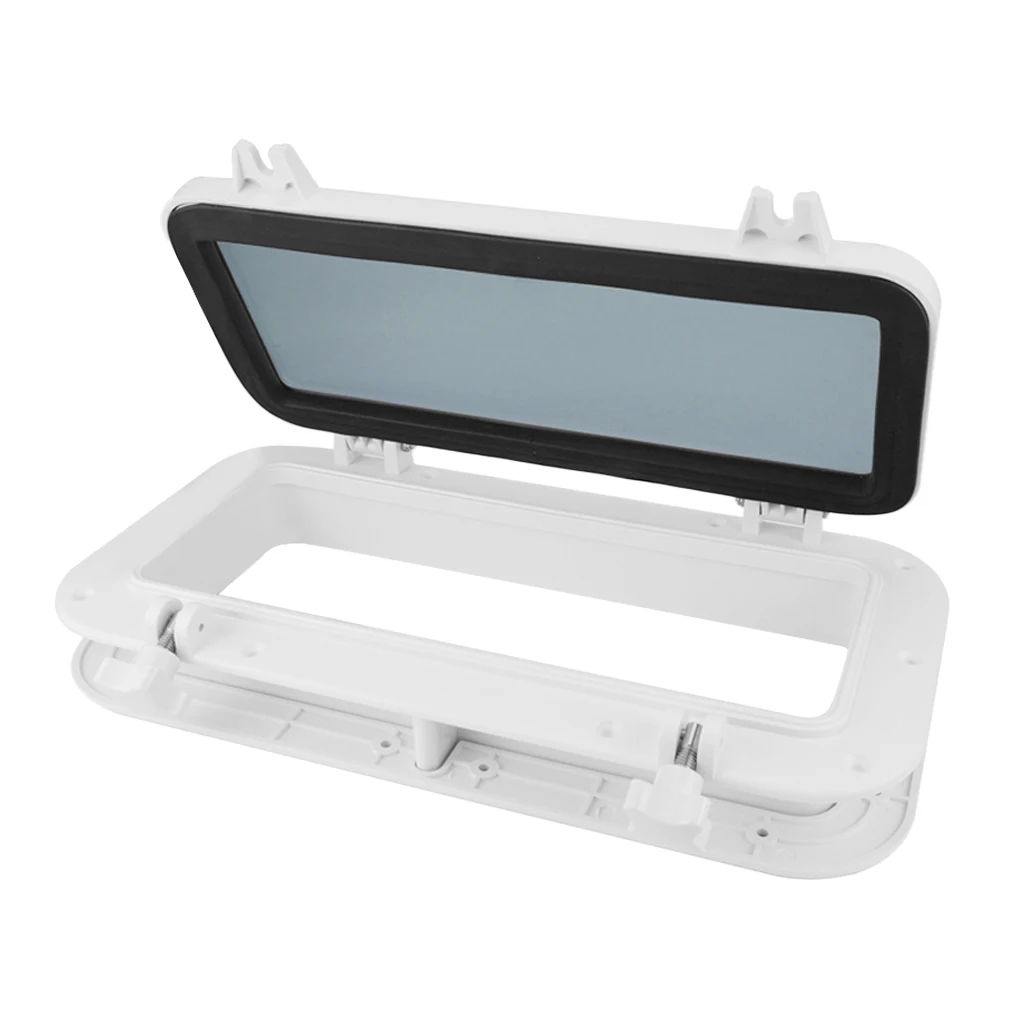 Yacht Rectangular Opening Portlight Porthole 3.5 inch 9cm Replacement Window Port Hole - ABS Tempered Glass - White
