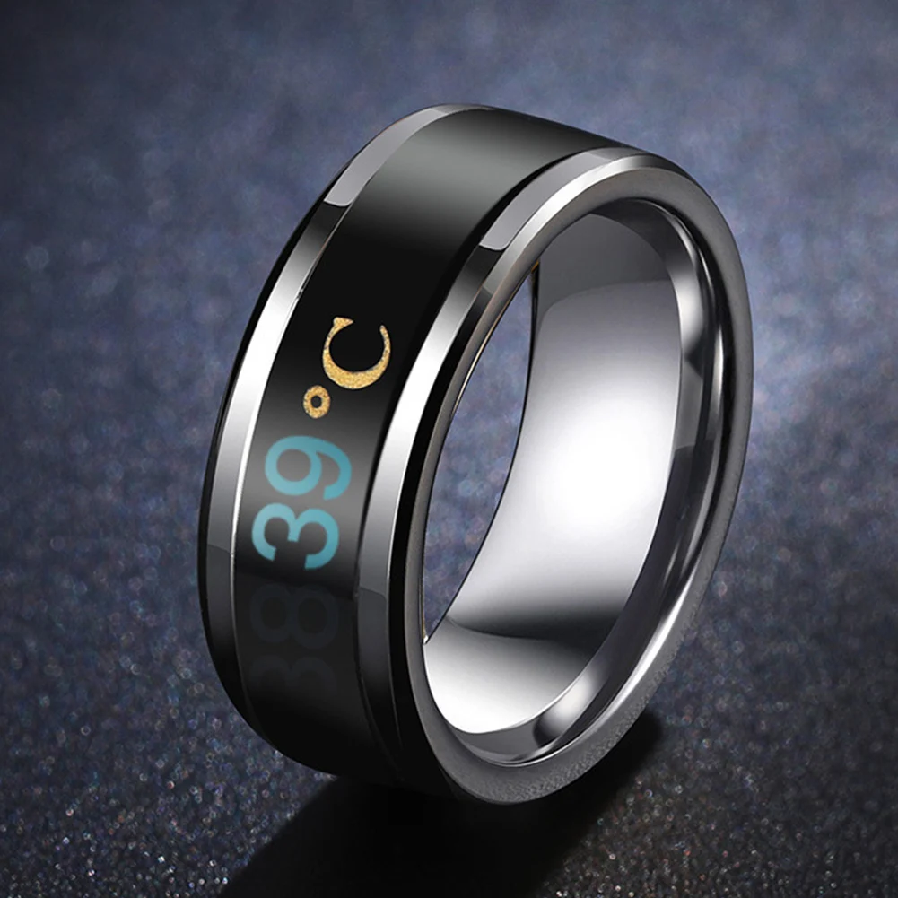 

Couple Ring Temperature Sense Smart Ring Color Changing Fashion Round Jewelry Refined Titanium Steel Multi Colour Gifts Stylish