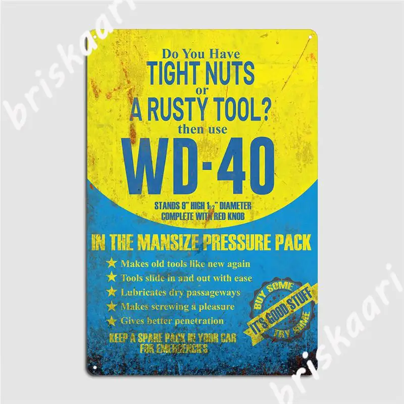 Wd40 Vintage Ad Sign Metal Sign Club Party Home Funny Wall Decor Tin Sign Poster