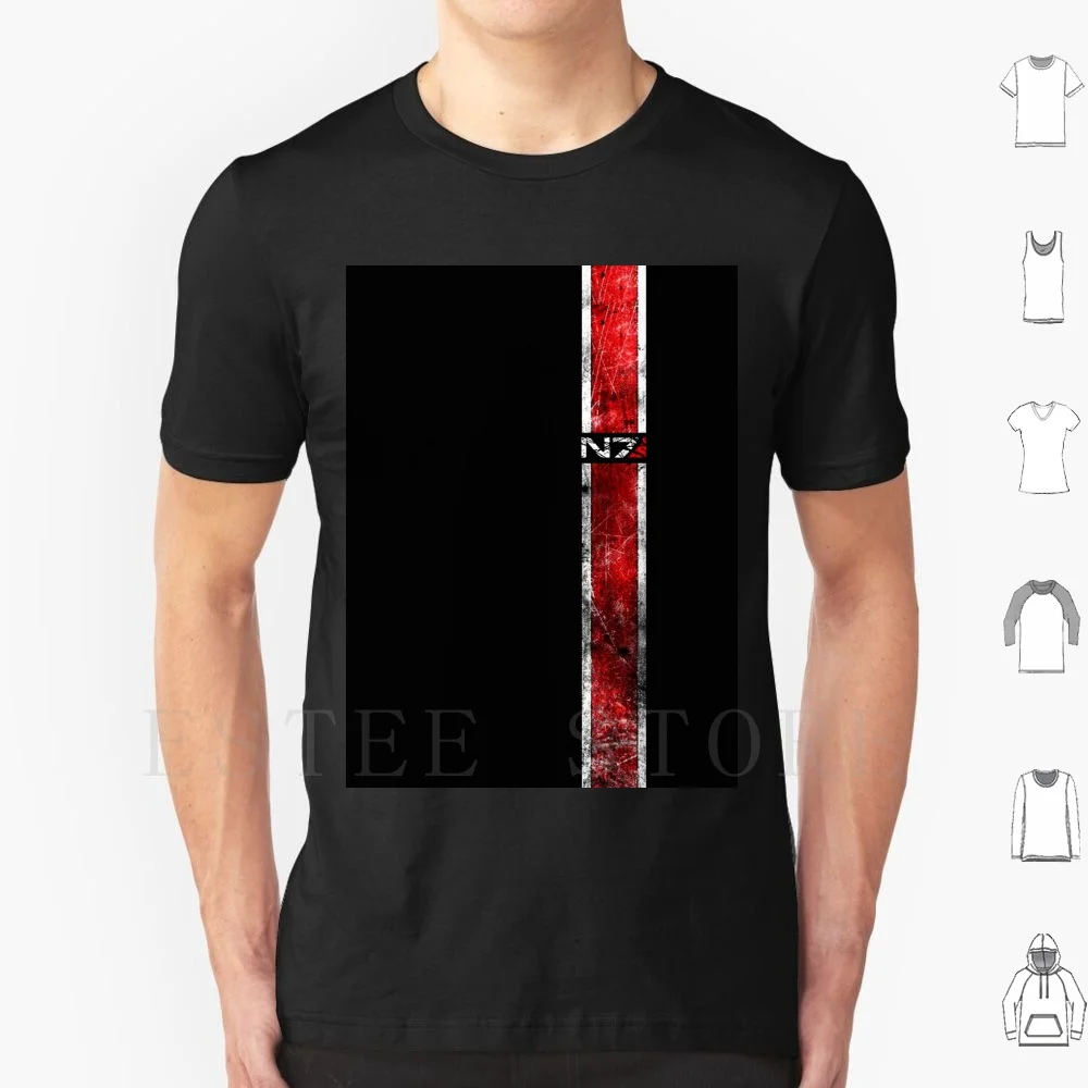 Mass Effect-N7 T Shirt Print Cotton Mass Effect Mass Effect N7 Red Symbol Commander Black White Logo Game Battle Cats Battle