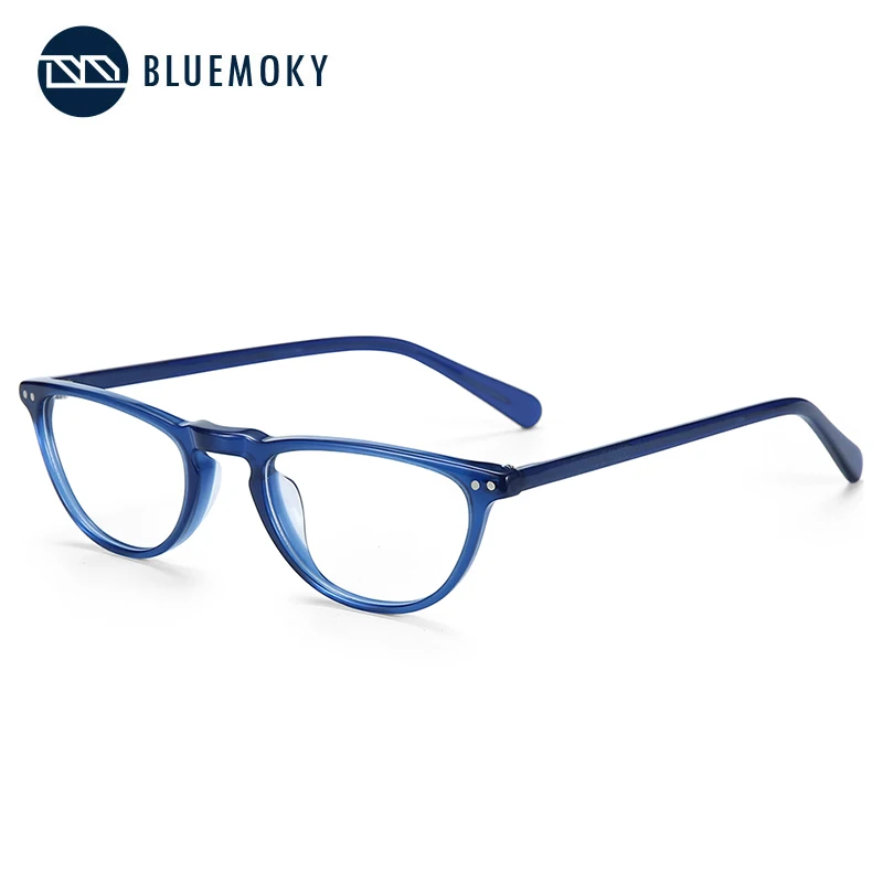 BLUEMOKY оправа для очков, женские очки, оправа для оптических линз, ацетатные очки для близорукости, модные очки кошачий глаз BT3028 - Цвет оправы: Blue