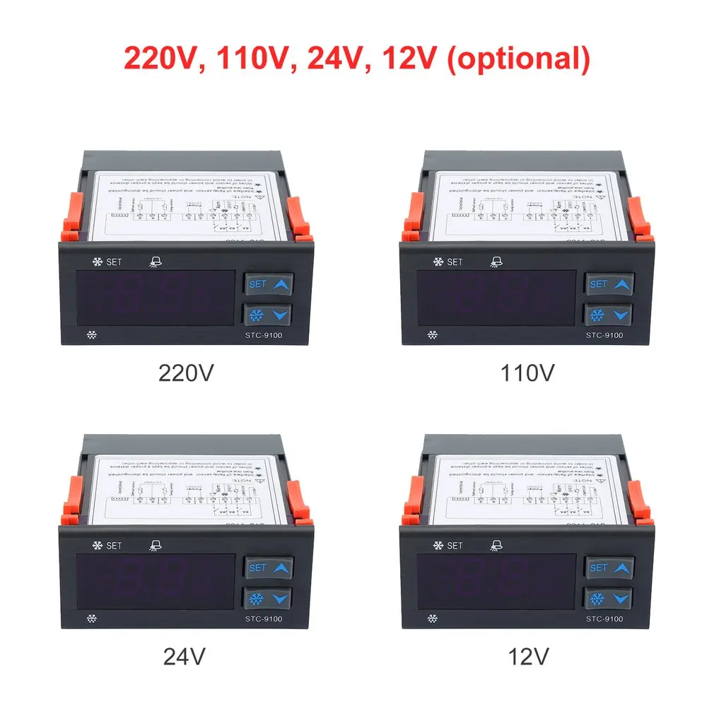 STC-9100 регулятор температуры для холодного хранения морозильник контроль температуры Лер охлаждения Мороз сигнализация двойной датчик