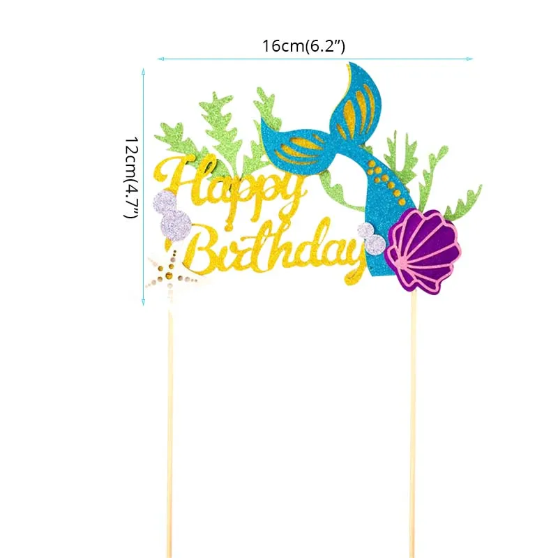 Cyuan День рождения Русалка тема торт Топпер под морем девушка день рождения торт украшения флаги развлечение для детского праздника украшения для кексов - Цвет: Style 2