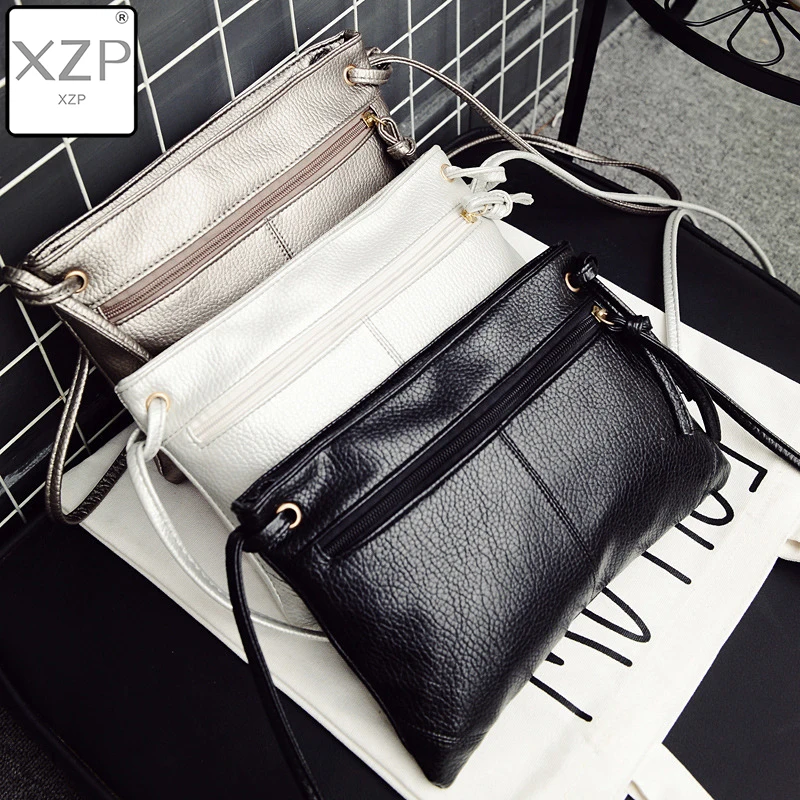 

XZP Messenger Bag Women High Quality Soft PU Leather Handbag Female Small Shoulder Bags Silver Crossbody Woman Messenger Bag