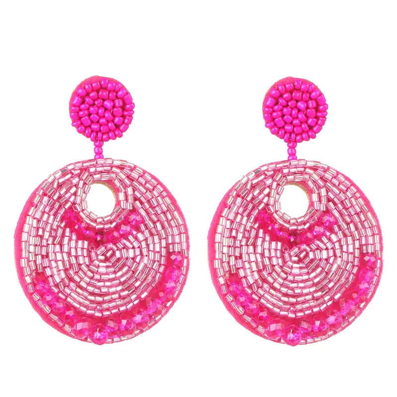 Jujia Boho красочные бисерные серьги-подвески для женщин девочек свадебные украшения ручной работы модные дизайны Висячие Эффектные серьги - Окраска металла: 52521-PK