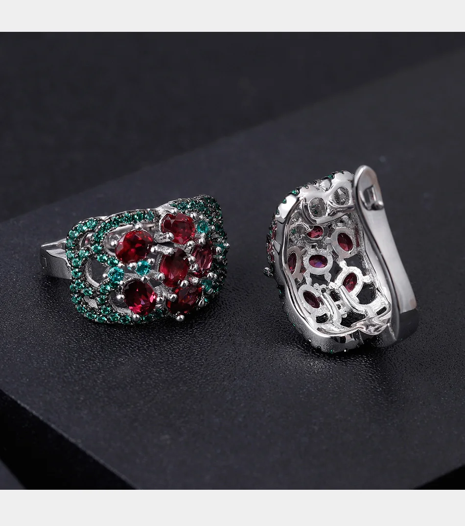 GEM'S BALLET 3.0Ct натуральный родолит Гранат Серьги 925 пробы Серебряные Серьги с драгоценными камнями для женщин Свадебные ювелирные изделия