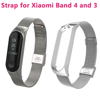 

Strap for Miband 4/3 Xiaomi Stainless Steel Metal Silver Wristband Smartband Watch Xiomi Xaiomi Xiami Xaomi Xaiomy Bracelet