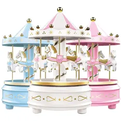 Boîte à musique carrousel avec lumière, boîtes à musique géométriques, décoration de chambre de bébé, cadeau de noël, de mariage, d'anniversaire 