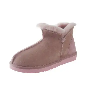 

SWONCO Genuine Leather Snow Boots Women Winter Warm Shoes Wool Fur Cotton Padded Slip On 2020 Warm Winter Ankle Boots for Women